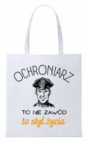 Torba Biała Eco Shopper Dla Ochroniarza Prezent Z Nadrukiem Ze Zdjęciem
