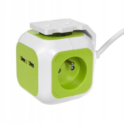 PRZEDŁUŻACZ KOSTKA MAGIC CUBE 4 GNIAZDA 2xUSB 1.4m na Arena.pl
