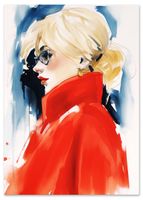 Plakat czerwony płaszcz kobieta 70x100 cm