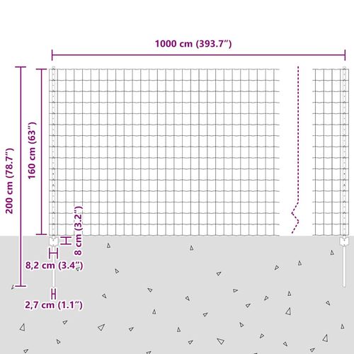 Ogrodzenie z słupkami Srebrny 1.6 x 10 m Stal na Arena.pl