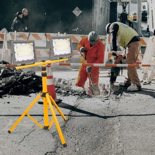 Halogen LED Statyw Budowlany Naświetlacz 2x100W / 200W 20000lm Przewód zdjęcie 11