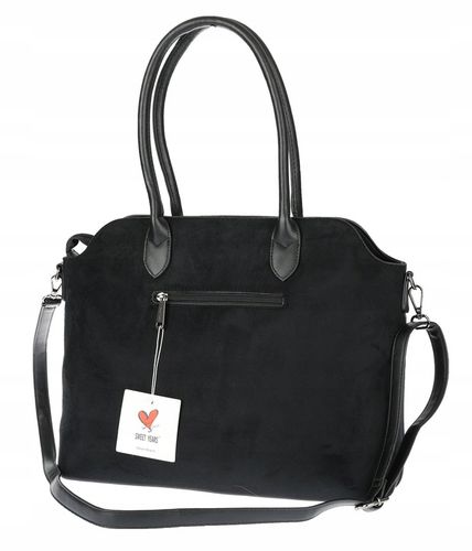 Torebka damska zamsz kuferek elegancka do pracy włoska marka 2947 Czarna na Arena.pl