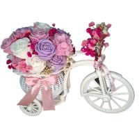 Flower Box Świece Sojowe Wieczny Bukiet Kwiaty Prezent Urodziny Rower