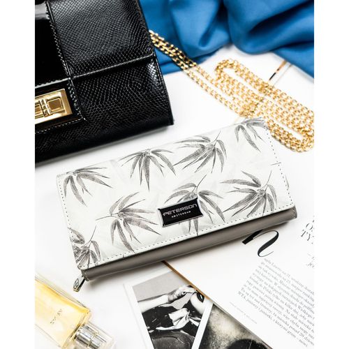 biały, duży portfel damski z systemem rfid zamykany na zatrzask - peterson na Arena.pl