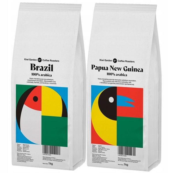 Kawa ZIARNISTA DO EKSPRESU Świeżo palona 100% Arabica BRAZYLIA+PAPUA 2X1KG zdjęcie 1