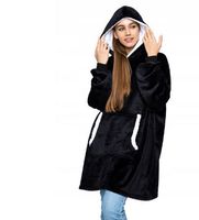 Ciepła gruba bluza z kapturem kocobluza oversize czarna