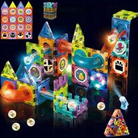 Klocki Magnetyczne Święcący Tor Kulkowy 75 Elementów Kulodrom Zestaw