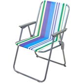 KRZESŁO TURYSTYCZNE Z PODŁOKIETNIKAMI SKŁADANE NIEBIESKIE PASY PROBEACH