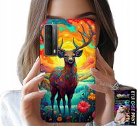 ETUI DO HUAWEI P SMART 2021 - KOLOROWE WZORY JELEŃ ŁOŚ ZWIERZĘTA LEŚNE