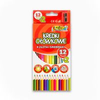 KREDKI OŁÓWKOWE TRÓJKĄTNE 12 + 2 Z TEMPERÓWKĄ KOLORI PENMATE