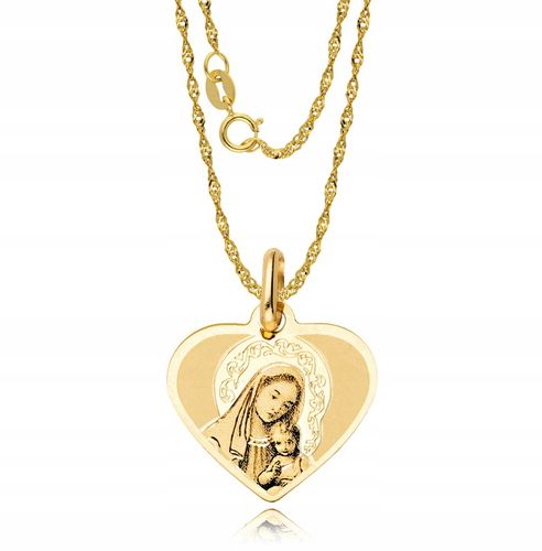 Złoty Łańcuszek z Medalikiem 585 Komunia Chrzest Grawer na Arena.pl