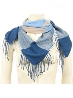 Versoli - miękka i ciepła chusta z frędzlami krata granat niebieski 10# HIT