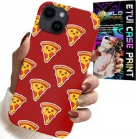 ETUI DO IPHONE 14 - WZÓR Z WESOŁĄ PIZZĄ NA CZERWONYM TLE