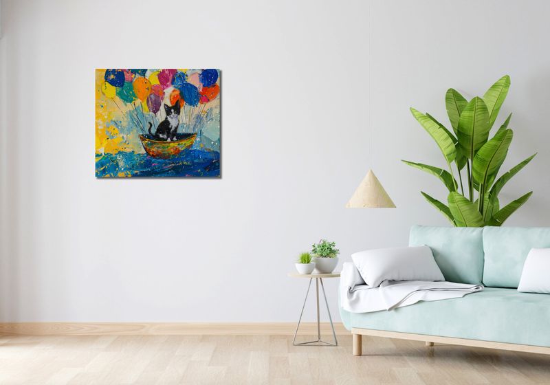 Obraz 70x60cm Kot na Łodzi zdjęcie 2