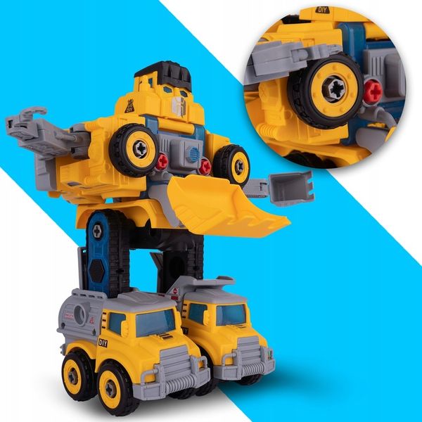 ROBOT TRANSFORMUJĄCY W AUTKA BUDOWLANE 5 SZTUK zdjęcie 15