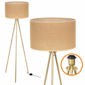 Lampa Stojąca Trigni Złota Mat 136cm Cerlux Jutowy naturalny abażur 40/25