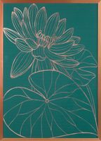 Obraz glamour lilia wodna SALVIA 53x73 zielony + miedziany