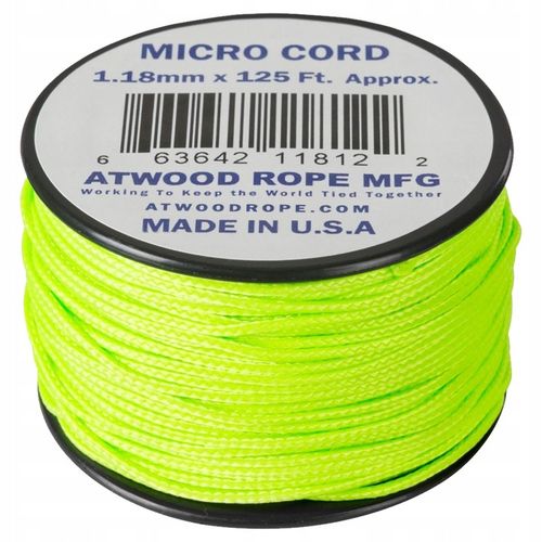 Linka Atwood Rope MFG Micro Cord 1,18mm/38m (125ft) Neon Green na Arena.pl