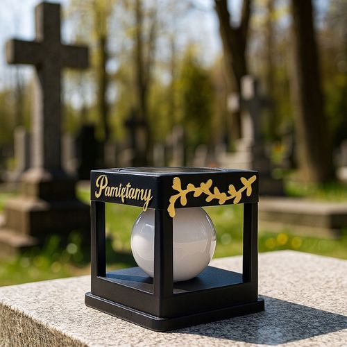 Znicz solarny LED wieczny lampion NA GRÓB statuetka CMENTARZ dekoracja na Arena.pl
