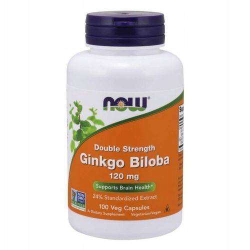 NOW Foods Ginkgo Biloba 120mg Miłorząb Japoński 24% PAMIĘĆ VEGE 100kap na Arena.pl