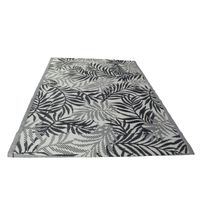 Dywan zewnętrzny na balkon i taras 120x180 cm – czarny z motywem liści, wodoodporny ES-06A