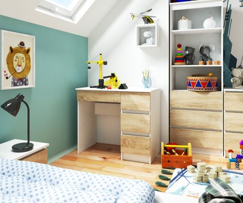 BIURKO KOMPUTEROWE A-7 90 cm PRAWE BIAŁE / SONOMA na Arena.pl