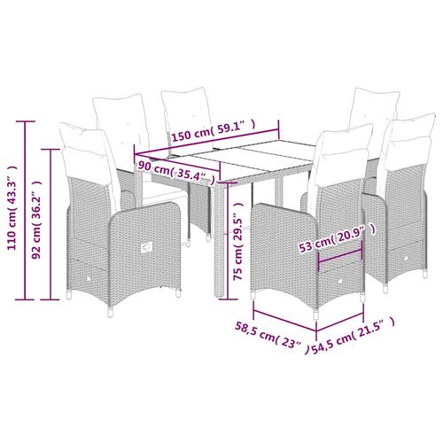 7-cz. zestaw mebli bistro z poduszkami, szary, polirattan na Arena.pl