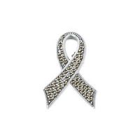 broszka srebrna wstążka z markazytami - symbol solidarności z kobietami
