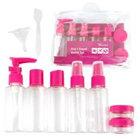 zestaw pojemniczków i akcesoriów podróżnych 9w1 fuksja ks136f