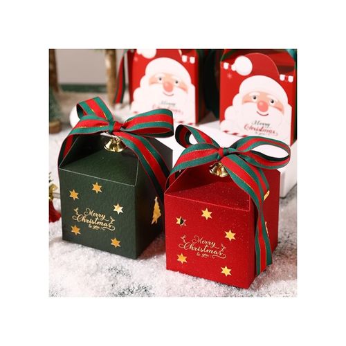 pudełko prezentowe ozdobne zielone, merry christmas z kokardą 10x10x10 cm na Arena.pl