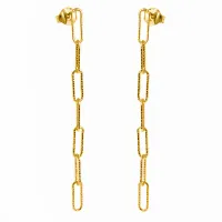 POZŁACANE SREBRNE WISZĄCE KOLCZYKI OGNIWA ŁAŃCUCHA