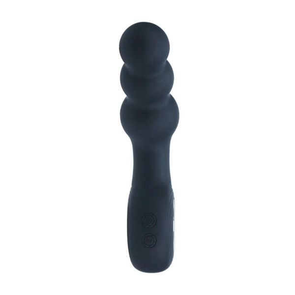 Vibrating Beaded Silicone Prostate Massager With Loop - Black zdjęcie 4