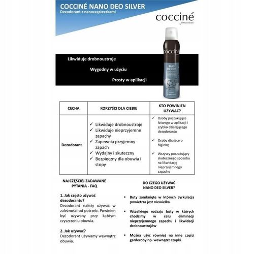 COCCINE NANO DEO SILVER DEZODORANT DO OBUWIA DUŻY 400ML x 2szt na Arena.pl
