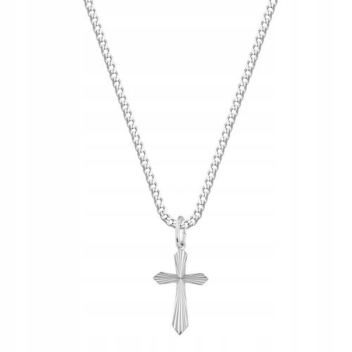 SREBRNY ŁAŃCUSZEK NASZYJNIK KRZYŻYK SREBRO NA KOMUNIA DLA CHŁOPCA GRAWER na Arena.pl