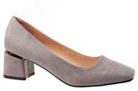 Czółenka zamszowe na niskim słupku 5 cm. szare Rozmiar obuwia - 37