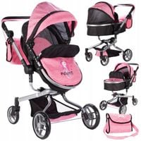 WÓZEK DLA LALEK GŁĘBOKI SPACERÓWKA 2w1 LEKKI SKŁADANY + TORBA + GONDOLA