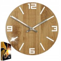 Zegar Ścienny Dębowy Drewniany Kwarcowy Arabic Wood White 40 cm Okrągły