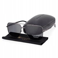Duże OKULARY MĘSKIE POLARYZACYJNE PRZECIWSŁONECZNE Pilotki Grafitowe