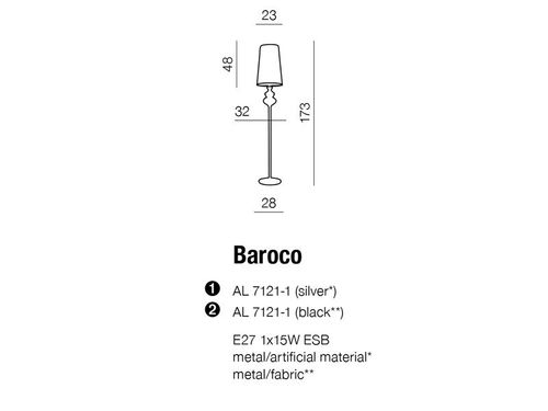Lampa podłogowa BAROCO MC680-3 Azzardo +LED na Arena.pl