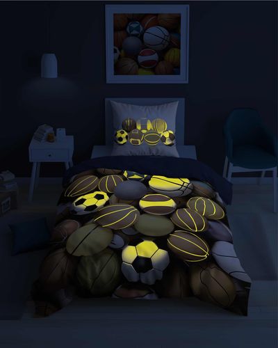 Pościel bawełniana fluorescencyjna 160x200cm PIŁKI MIX na Arena.pl