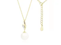 POZŁACANY SREBRNY NASZYJNIK CELEBRYTKA ŁEZKA KROPLA PERŁA PEREŁKA CYRKONIA