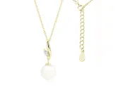 POZŁACANY SREBRNY NASZYJNIK CELEBRYTKA ŁEZKA KROPLA PERŁA PEREŁKA CYRKONIA