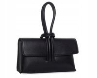 WŁOSKA SKÓRZANA KOPERTÓWKA TOREBKA WIZYTOWA SOLOME FLORA CZARNA WIECZOROWA