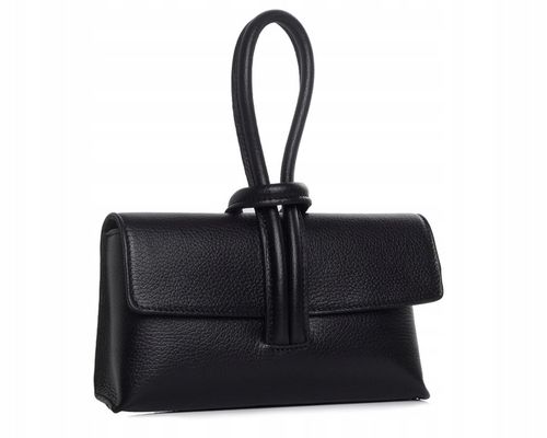 WŁOSKA SKÓRZANA KOPERTÓWKA TOREBKA WIZYTOWA SOLOME FLORA CZARNA WIECZOROWA na Arena.pl