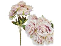 Róża sztuczna 7 kwiatów róże bukiet stroik dekoracja 44cm różowo-kremowy