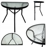 STÓŁ STOLIK SZKLANY BALKON TARAS OGRÓD KAWOWY SZKŁO HARTOWANE LIPARI CZARNY