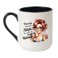 KUBEK "I'M NOT ALWAYS BITCH. SOMETIMES I'M ASLEEP" Wzór - Elegant Biało-Czarny 330 ml