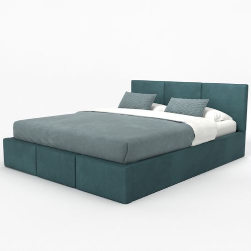 ŁÓŻKO TAPICEROWANE 180x200 ŁÓŻKO PODWÓJNE Z POJEMNIKIEM TURKUSOWE na Arena.pl