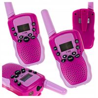 KRÓTKOFALÓWKA DLA DZIECI WALKIE-TAKIE RÓŻOWE WYŚWIETLACZ LATARKA ZESTAW 2EL