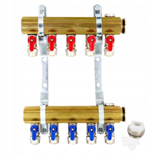 Rozdzielacz C.O. 5 obwodów zaworki PEX odpowietrzniki DO GRZEJNIKÓW na Arena.pl